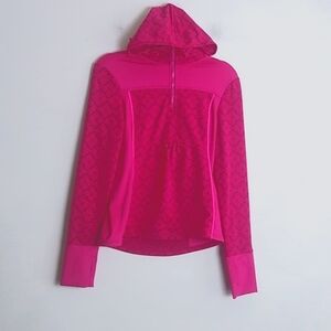 Kate Spade Half Zip Pullover Hoodie size XS Tonal Spade Floral Print Pink